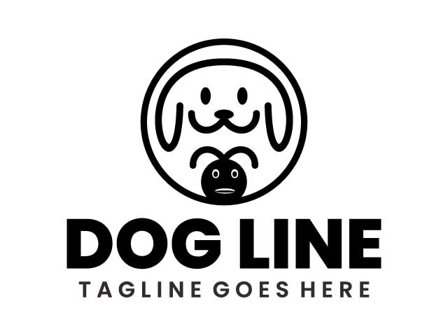Dog line line art logo design branding free download
