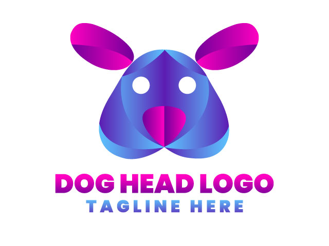 Dog cut head logo design