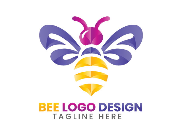 Vector honey bee icon logo design template with vector illustration free download